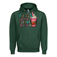 Sports Green coffee gives me teacher powers Zipper Hoodie - OliviaCreatesArt