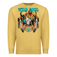 Antique Gold Wild Soul Bull Skull Premium Sweatshirt - FaDigitalArtStudio