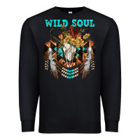 Black Wild Soul Bull Skull Premium Sweatshirt - FaDigitalArtStudio
