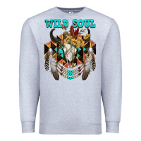 Heather Grey Wild Soul Bull Skull Premium Sweatshirt - FaDigitalArtStudio