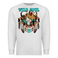 Oatmeal Heather Wild Soul Bull Skull Premium Sweatshirt - FaDigitalArtStudio