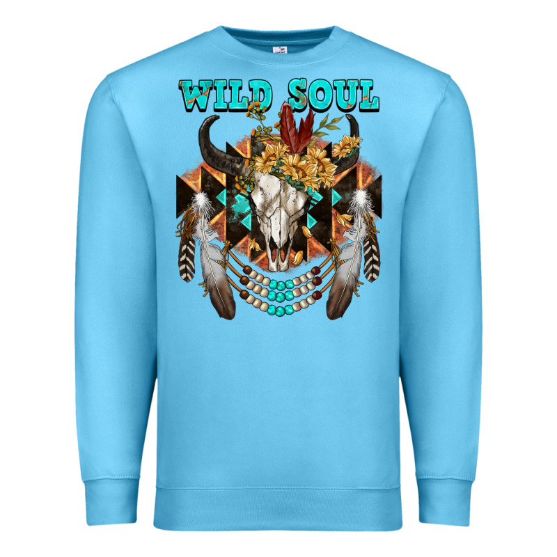 Wild Soul Bull Skull Premium Sweatshirt by FaDigitalArtStudio | Teevron