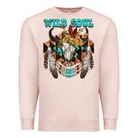 Pale Pink Wild Soul Bull Skull Premium Sweatshirt - FaDigitalArtStudio