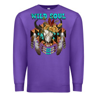 Purple Wild Soul Bull Skull Premium Sweatshirt - FaDigitalArtStudio