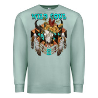 Seafoam Wild Soul Bull Skull Premium Sweatshirt - FaDigitalArtStudio