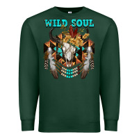 Sports Green Wild Soul Bull Skull Premium Sweatshirt - FaDigitalArtStudio