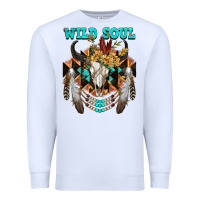 White Wild Soul Bull Skull Premium Sweatshirt - FaDigitalArtStudio