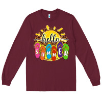 Hello Summer With Flip Flops Long Sleeve Tee | Teevron