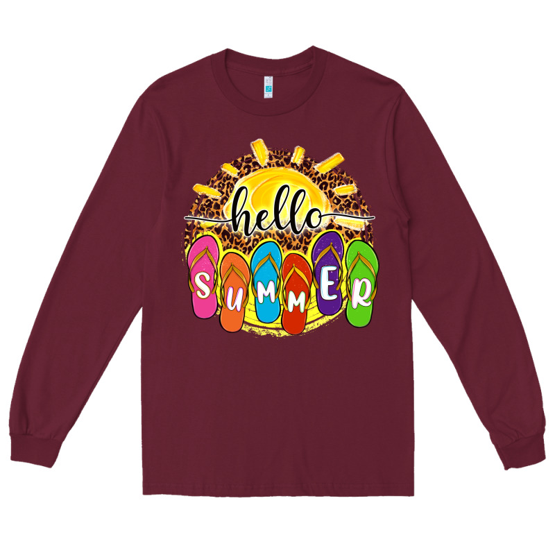 Hello Summer With Flip Flops Long Sleeve Tee by NancyCooperArtShop | Teevron