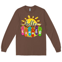 Chestnut hello summer with flip flops Long Sleeve Tee - NancyCooperArtShop