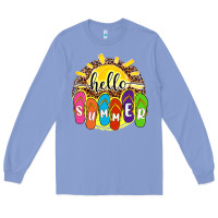 Colony Blue hello summer with flip flops Long Sleeve Tee - NancyCooperArtShop