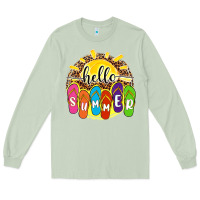 Matcha hello summer with flip flops Long Sleeve Tee - NancyCooperArtShop