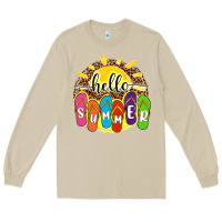 Mushroom hello summer with flip flops Long Sleeve Tee - NancyCooperArtShop