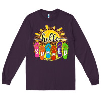 Plum hello summer with flip flops Long Sleeve Tee - NancyCooperArtShop