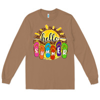 Toasted Coconut hello summer with flip flops Long Sleeve Tee - NancyCooperArtShop