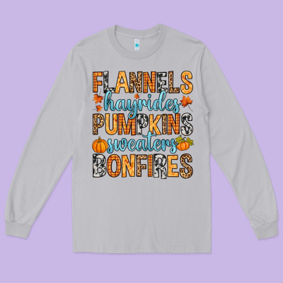 Flannels Hayrides Long Sleeve Tee Designed By Ranaportraitstore