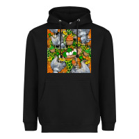 Black St. Patricks Chicken With Cupcake Leopard Heavyweight Hoodie - FaDigitalArtStudio