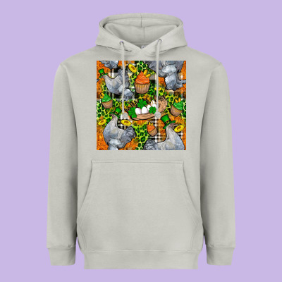 St. Patricks Chicken With Cupcake Leopard Heavyweight Hoodie Designed By Fadigitalartstudio