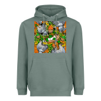 Sage St. Patricks Chicken With Cupcake Leopard Heavyweight Hoodie - FaDigitalArtStudio