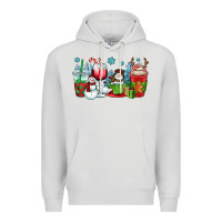 Dove Grey christmas snowman coffee cups Premium Hoodie - OliviaCreatesArt