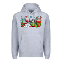 Heather Grey christmas snowman coffee cups Premium Hoodie - OliviaCreatesArt