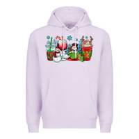 Lilac christmas snowman coffee cups Premium Hoodie - OliviaCreatesArt