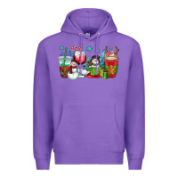 Purple christmas snowman coffee cups Premium Hoodie - OliviaCreatesArt