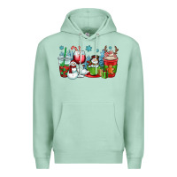 Seafoam christmas snowman coffee cups Premium Hoodie - OliviaCreatesArt