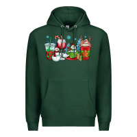 Sports Green christmas snowman coffee cups Premium Hoodie - OliviaCreatesArt