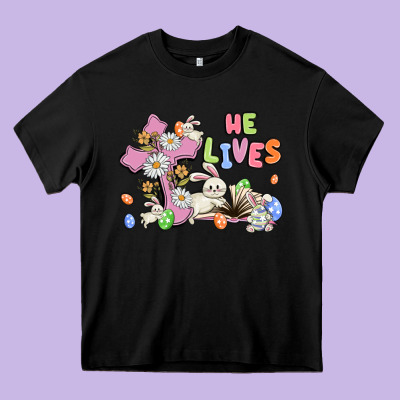 He Lives With Bunnys And Eggs Heavy Core Tee Designed By Maliassmallbusiness