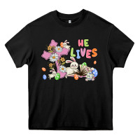 Black he lives with bunnys and eggs Heavy Core Tee - MaliasSmallBusiness