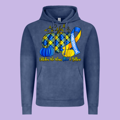 October We Wear Blue And Yellow With Pumpkins Vintage Hoodie Designed By Artiststas