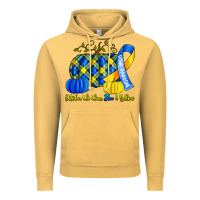 Vintage Mustard october we wear blue and yellow with pumpkins Vintage Hoodie - Artiststas