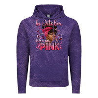 Cloud Purple in october we wear pink with afro woman Vintage Hoodie - Artiststas