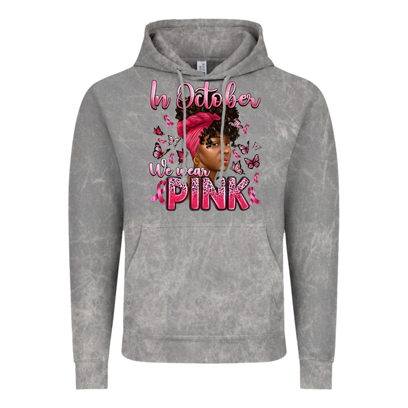 In October We Wear Pink With Afro Woman Vintage Hoodie by Artiststas | Teevron