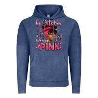 Vintage Denim in october we wear pink with afro woman Vintage Hoodie - Artiststas