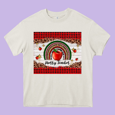 Merry Teacher Heavy Core Tee Designed By Adodesignshop