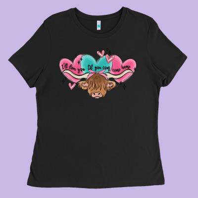 Western Cow And Heart Ladies Tee Designed By Maliassmallbusiness