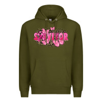 Army Green Survivor Breast Cancer Premium Hoodie - FaDigitalArtStudio