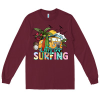 Burgundy Let's go surfing Long Sleeve Tee - NancyCooperArtShop