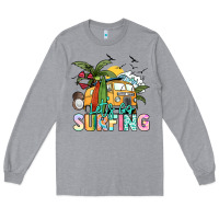 Heather Grey Let's go surfing Long Sleeve Tee - NancyCooperArtShop