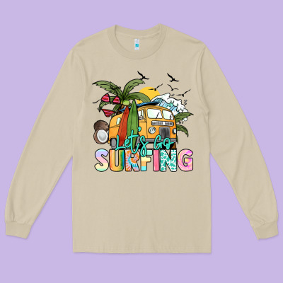 Let's Go Surfing Long Sleeve Tee Designed By Nancycooperartshop