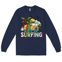 Navy Let's go surfing Long Sleeve Tee - NancyCooperArtShop