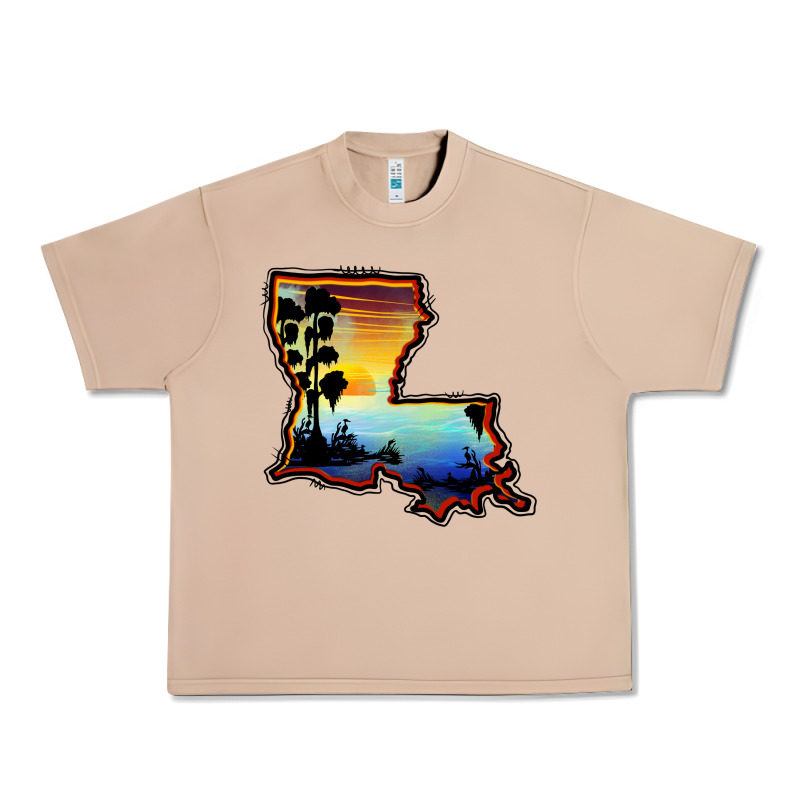 Louisiana  Sunset Map Urban Heavy Tee by BarkalooDesign | Teevron