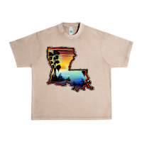 French Oak louisiana  sunset map Urban Heavy Tee - BarkalooDesign
