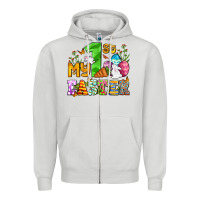 Dove Grey Easter Day My first Easter with eggs and rabbits Zipper Hoodie - OliviaCreatesArt