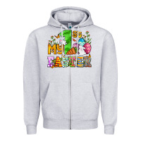 Heather Grey Easter Day My first Easter with eggs and rabbits Zipper Hoodie - OliviaCreatesArt
