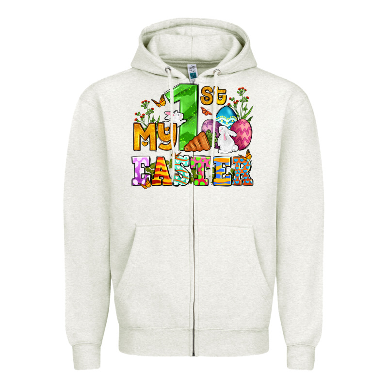 Easter Day My First Easter With Eggs And Rabbits Zipper Hoodie by OliviaCreatesArt | Teevron