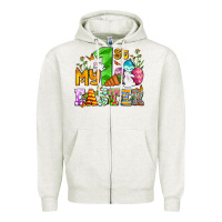Oatmeal Heather Easter Day My first Easter with eggs and rabbits Zipper Hoodie - OliviaCreatesArt
