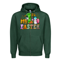 Sports Green Easter Day My first Easter with eggs and rabbits Zipper Hoodie - OliviaCreatesArt